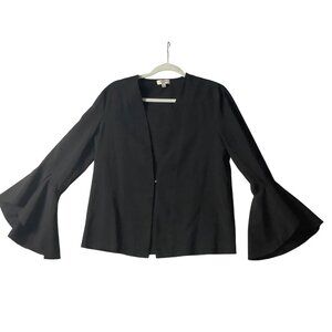 Umgee Boho Black Bell Sleeve Open Front 1 Button Top Women Small Cotton Blend
